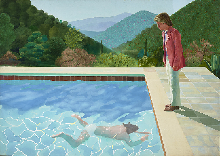 New David Hockney Portrait Of An Artist Pool With Two Figures 1972 Print Canvas